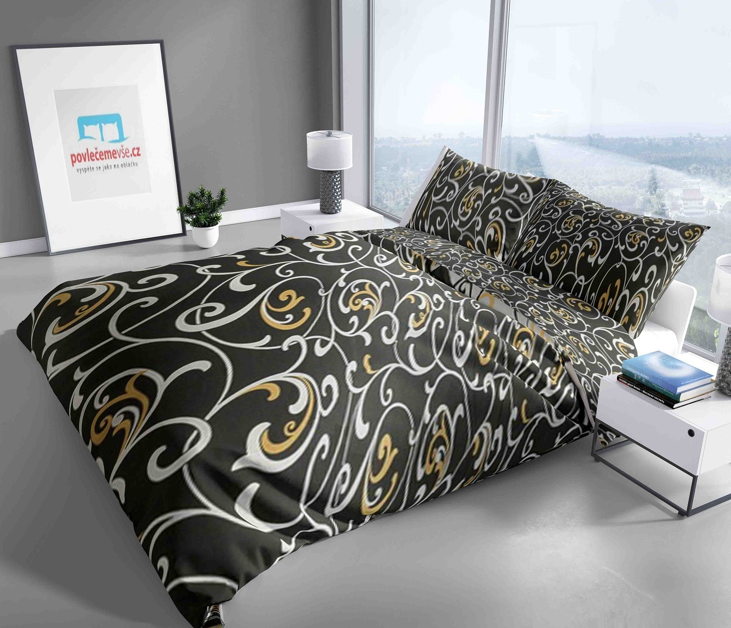 Levně Top textil Bavlněné povlečení černý orient