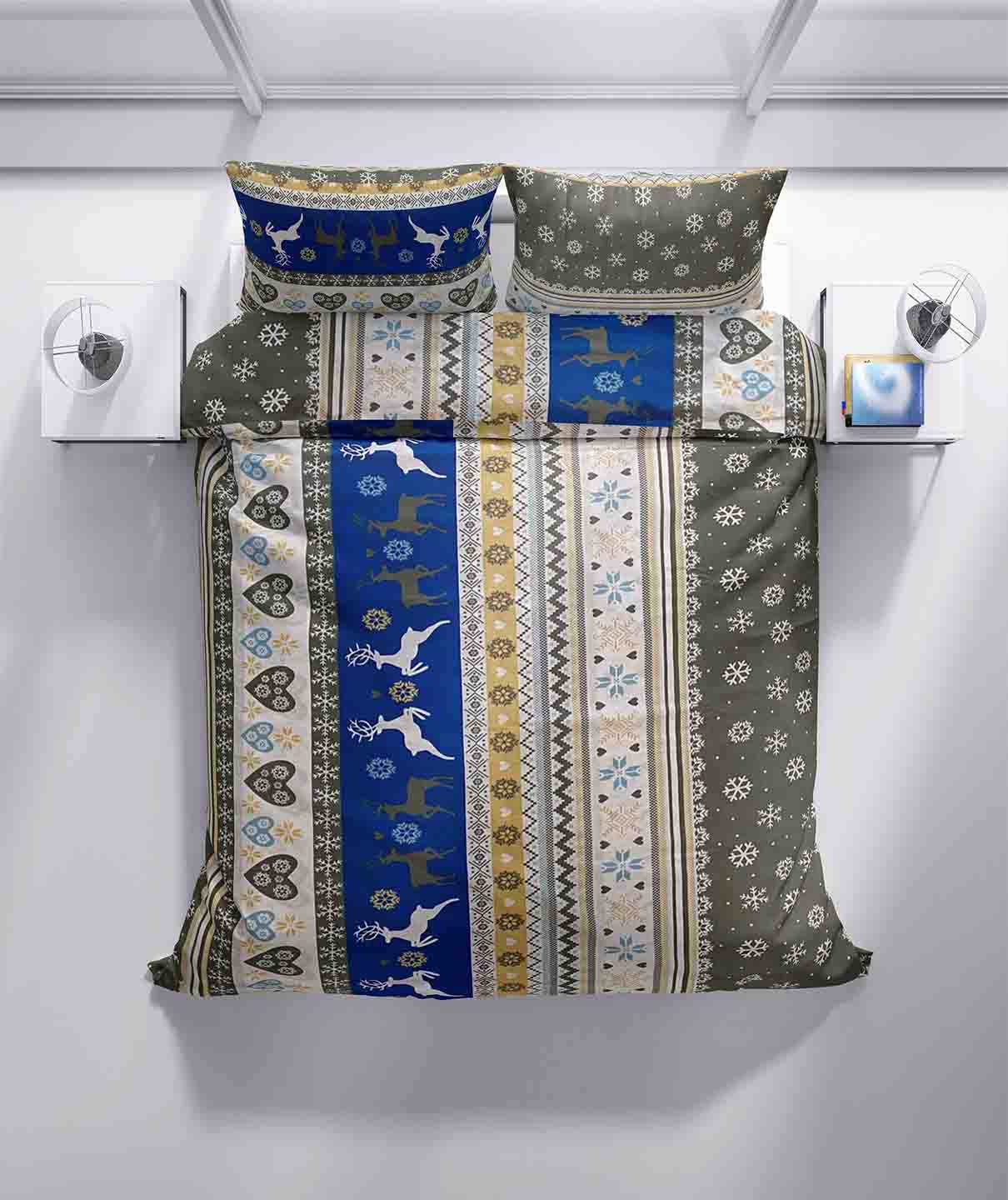 Levně Top textil Bavlněné povlečení Vánoční folklor modrý