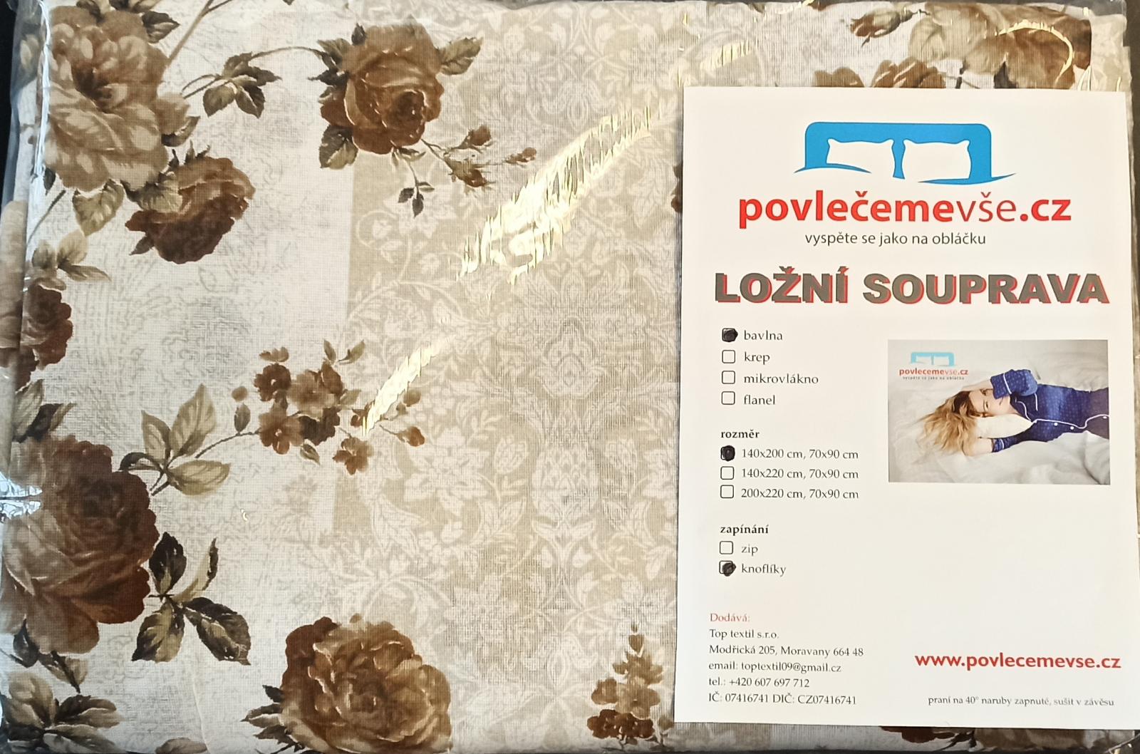 Levně Top textil Bavlněné povlečení kytka kremova