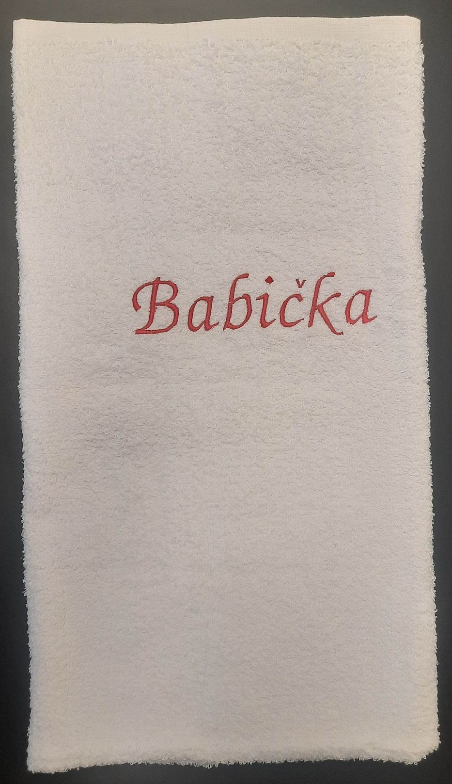Levně Top textil Osuška s vyšitým nápisem "Babička" - Bílá 70x120 cm