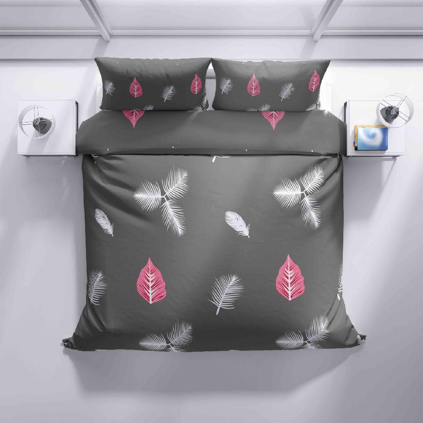 Levně Top textil Bavlněné povlečení Bílé pírko 140x200, 70x90cm, šedé