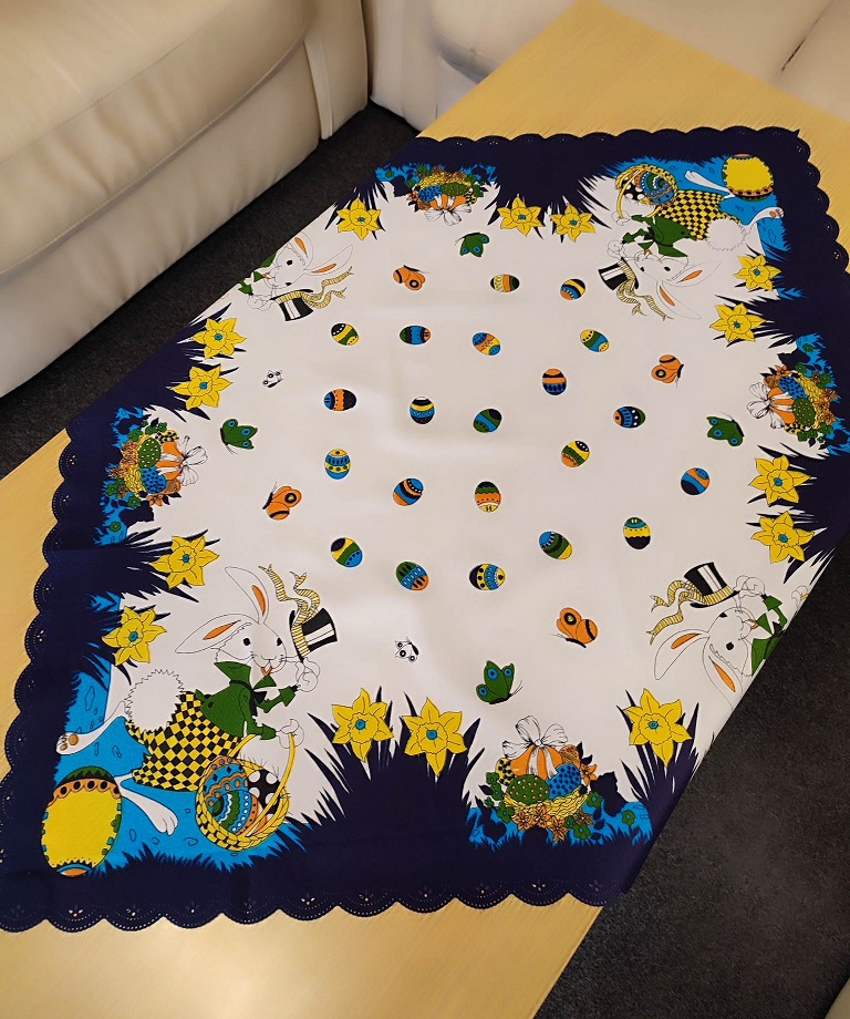 Top textil Velikonoční ubrus Vajíčka, 80x80cm, modrý