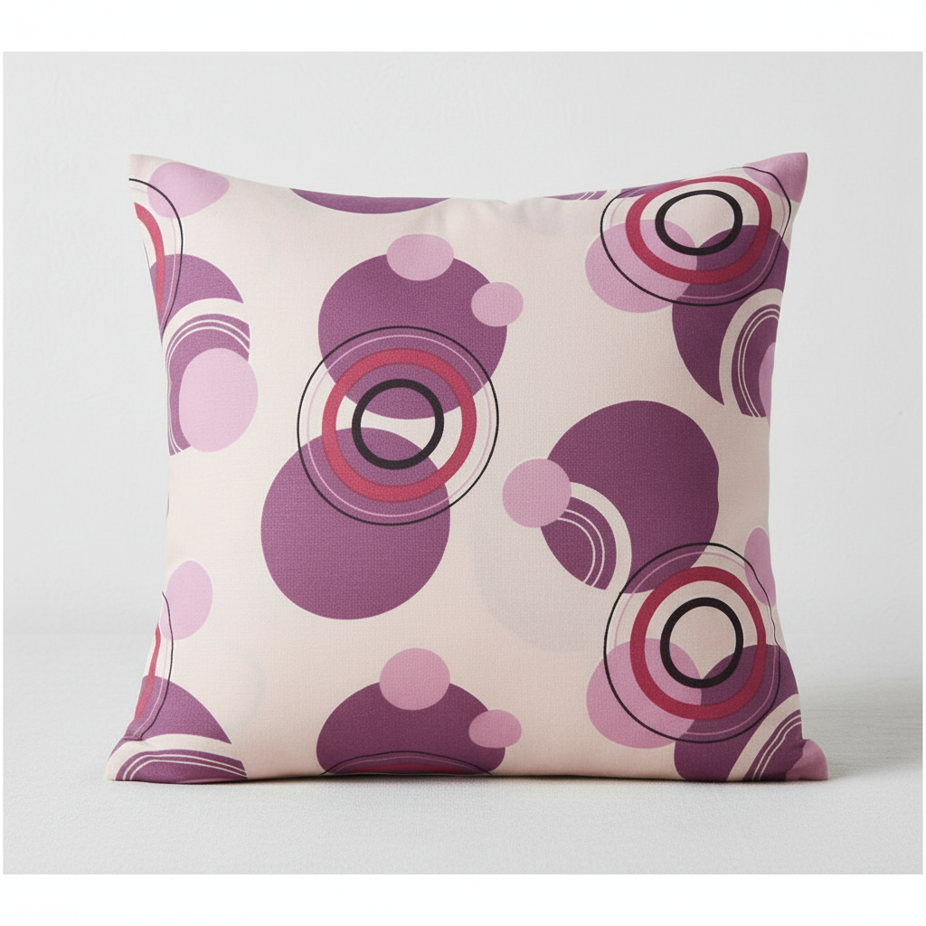 Top textil Povlak na polštářek Kruhy růžové 40x45 cm knoflík