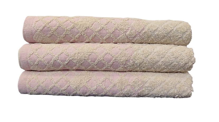 Top textil Osuška Káro 75x140 cm krém-růžová (9)
