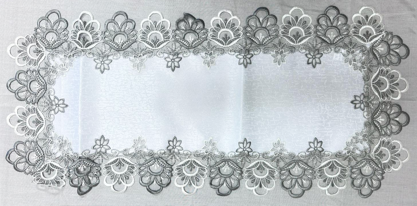 Top textil Prostírání dekorační s krajkou 40x90 cm bílá/šedá