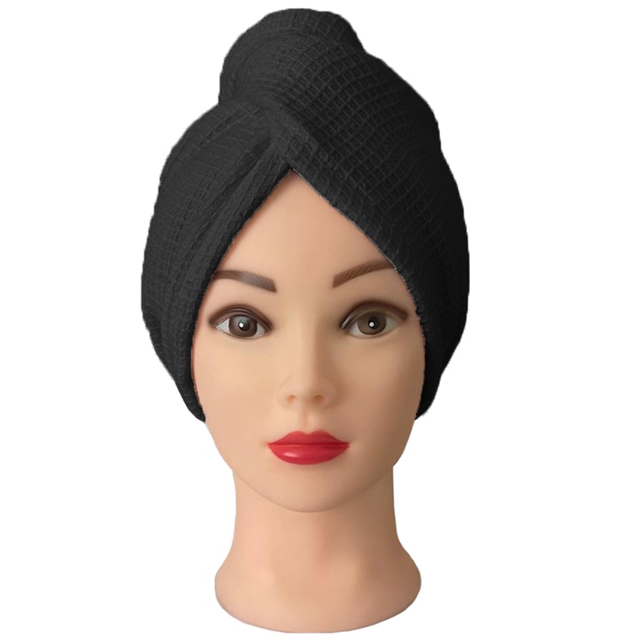 Chanar s.r.o Turban na vlasy vafle, černý