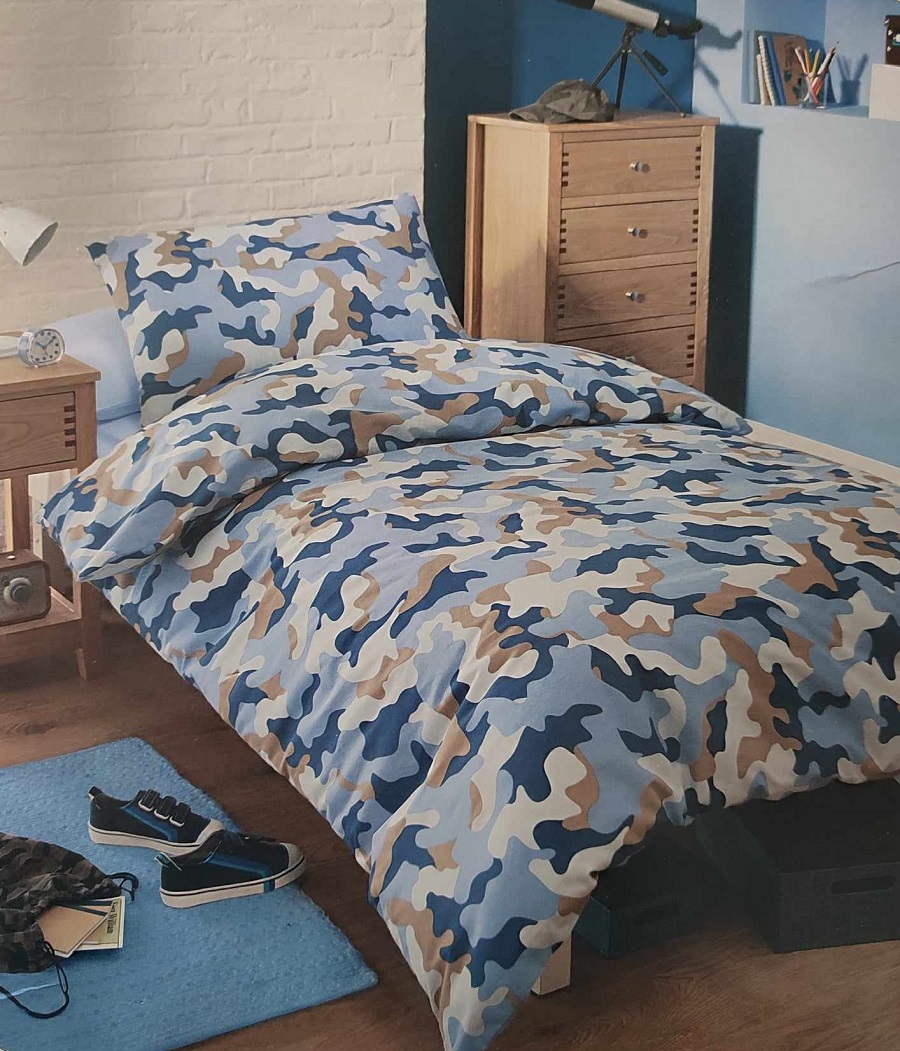 Top textil Bavlněné povlečení Blue Camouflage