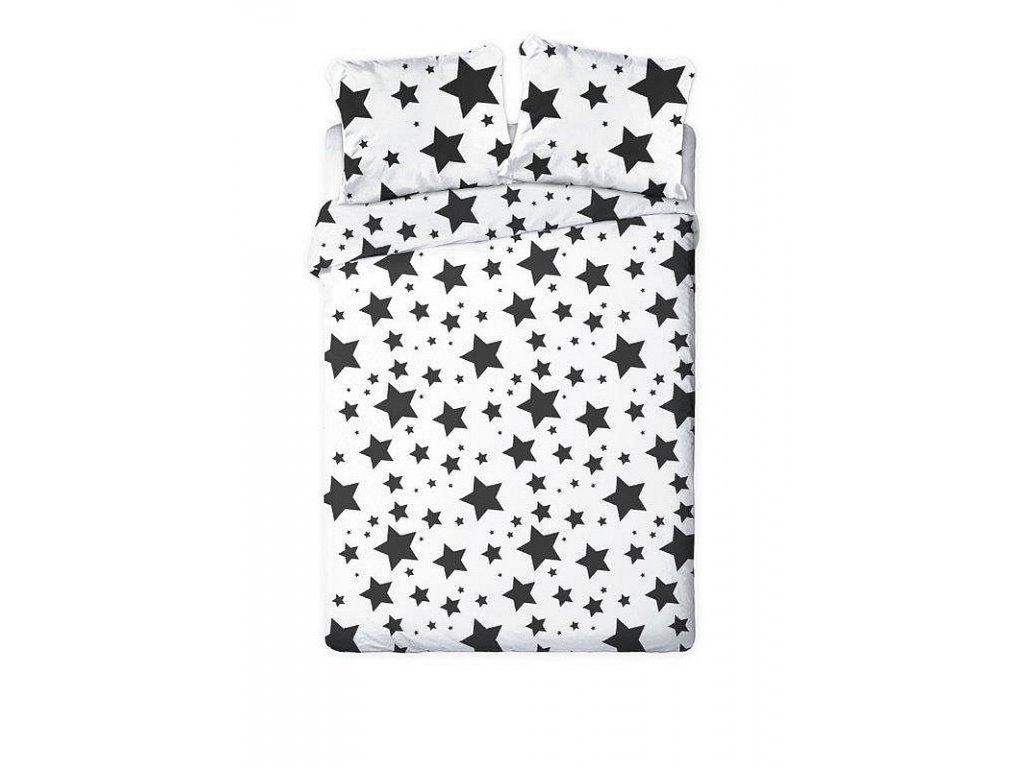 FARO Francouzské povlečení Hvězdy černobílé  Bavlna, 220/200, 2x70/80 cm