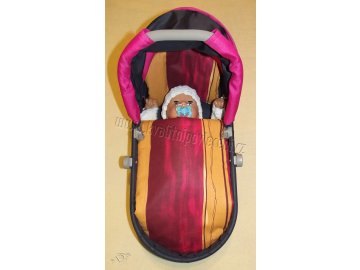 Peřinky do kočárku pro panenky Pruhy bordó