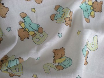 Bavlněná tetra žínka s potiskem Méďa písmeno 15x20cm