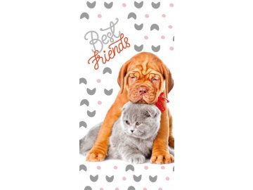 FARO Osuška Nejlepší přátelé šedá  Bavlna - Froté, 70/140 cm