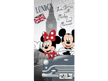 Osuška Mickey a Minnie v Londýně 70x140 cm