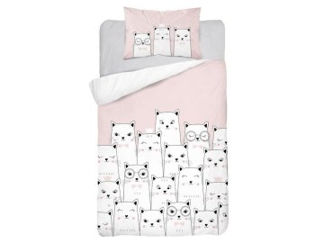 DETEXPOL Povlečení do postýlky Kočičky růžová Bavlna, 100/135, 40/60 cm