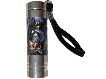 EUROSWAN Dětská hliníková LED baterka Avengers silver Hliník, Plast,  9x2,5 cm