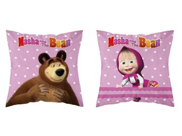 Povlak na polštářek Máša a Medvěd puntíky micro 40x40 cm