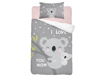 Povlečení do postýlky Koala Love grey  Bavlna, 100x135, 40x60 cm