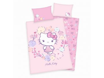 HERDING Povlečení do postýlky Hello Kitty květy Bio Bavlna  Bio Bavlna, 100/135, 40/60 cm