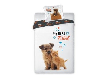 FARO Povlečení Best Friends kotě a štěně  Bavlna, 140/200, 70/90 cm