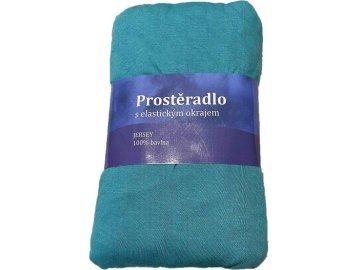 JERRY FABRICS Prostěradlo Jersey Tyrkys zelená Bavlna, 90/200 cm