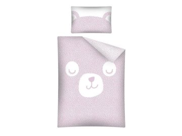 Bambusové povlečení do postýlky Medvídek růžový  Bavlna, Bambus, 100x135, 40x60 cm