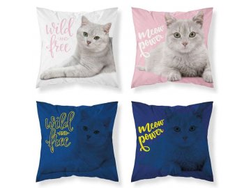 DETEXPOL Povlak na polštářek Kočka pink svítící  Bavlna, 40/40 cm