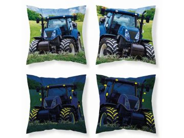 DETEXPOL Povlak na polštářek Traktor blue svítící Bavlna, 40/40 cm