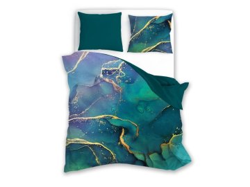 FARO Francouzské povlečení bavlněný satén Minerál Dark green Bavlna - Satén, 220/200, 2x70/80 cm