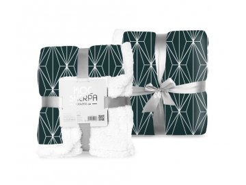 FARO Fleece deka s beránkem geometrie černobílá Polyester, 150/200 cm