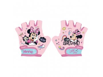 Cyklo rukavice Minnie pink 70% polyester, 30% elastan, UNI 5 odpovídá 3 - 9 let