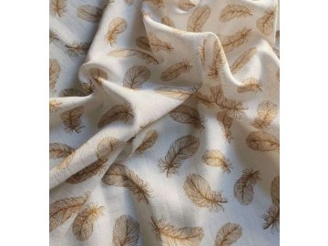 Látková plena s potiskem Pírko hnědá  Bavlna, 70x70 cm