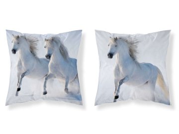 DETEXPOL Povlak na polštářek Koně white micro  Polyester, 40/40 cm