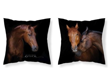 DETEXPOL Povlak na polštářek Koně Live micro  Polyester, 40/40 cm