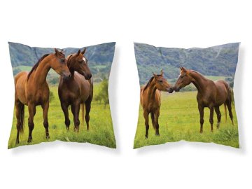 DETEXPOL Povlak na polštářek Koně na louce micro  Polyester, 40/40 cm