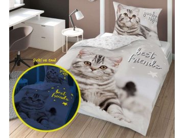 Povlečení Best Friends Kotě svítící  Bavlna, 140x200, 70x80 cm