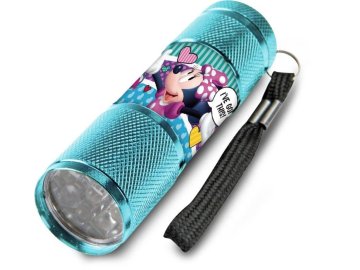 Dětská hliníková LED baterka Minnie srdíčka Hliník, Plast,  9x2,5 cm