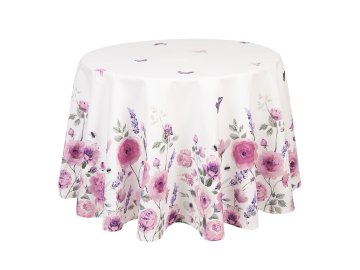 kulaty bavlneny ubrus roses and butterflies o 170 cm