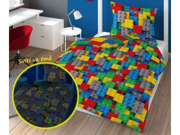 Povlečení Kostky color svítící  Bavlna, 140x200, 70x80 cm