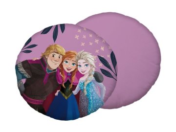 JERRY FABRICS Tvarovaný mikroplyšový polštářek Ledové Království Friends Polyester, průměr 40 cm