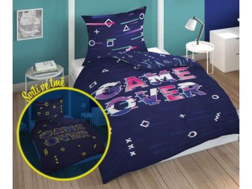 DETEXPOL Povlečení Game Over svítící  Bavlna, 140/200, 70/80 cm