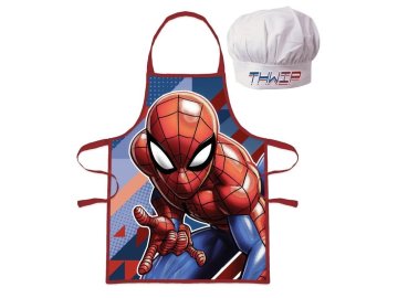 EUROSWAN Dětská zástěra s kuchařskou čepicí Spiderman baleno na kartě Polyester, 52x42 cm