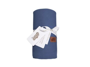 DETEXPOL Pletená deka do kočárku bavlna bambus denim Bavlna, Bambus, 80/100 cm