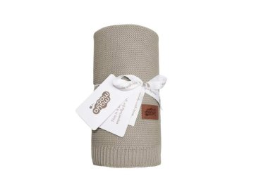 DETEXPOL Pletená deka do kočárku bavlna bambus béžová Bavlna, Bambus, 80/100 cm