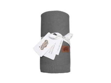 DETEXPOL Pletená deka do kočárku bavlna bambus tmavě šedá Bavlna, Bambus, 80/100 cm