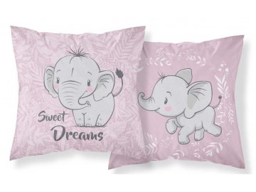 Povlak na polštářek Slon baby růžový  Bavlna, 40x40 cm