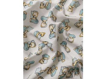 PREM Látková plena s potiskem Méďa polštář modrý  Bavlna, 70/70 cm