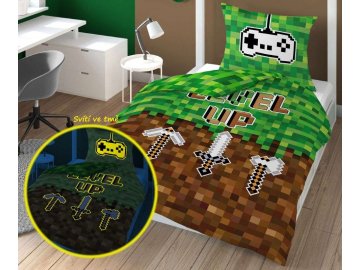 Povlečení Kostičky Level Up svítící  Bavlna, 140x200, 70x80 cm