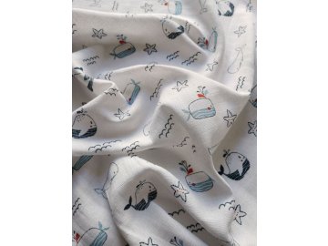 PREM Látková plena s potiskem Moře  Bavlna, 70/70 cm