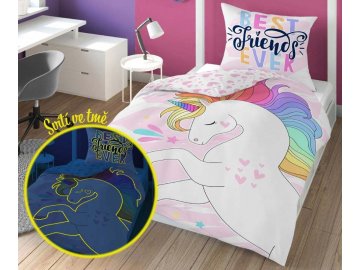 Povlečení Jednorožec Best Fiends svítící  Bavlna, 140x200, 70x80 cm
