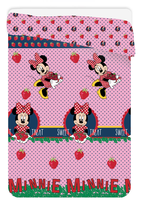 JERRY FABRICS Prošívaná deka Minnie jahody 180/260 cm