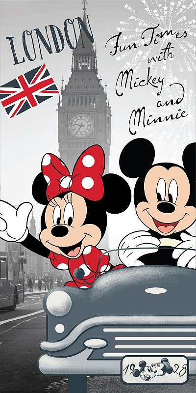 JERRY FABRICS Osuška Mickey a Minnie v Londýně 70x140 cm